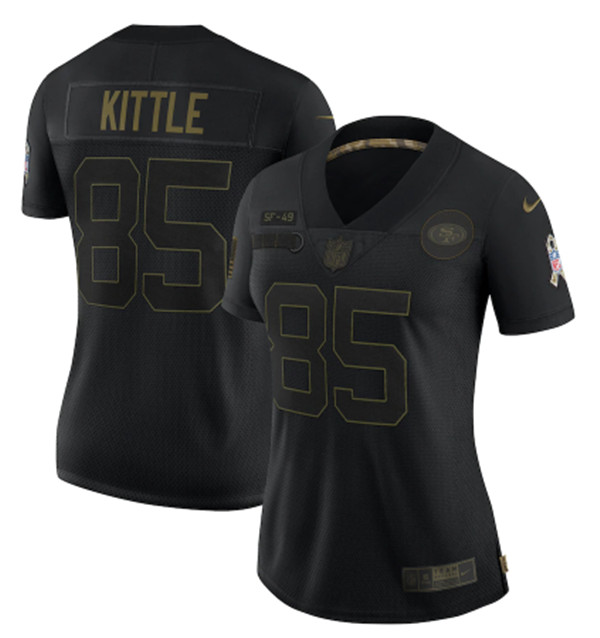 Women's San Francisco 49ers #85 George Kittle Black Salute To Service Limited Stitched NFL Jersey(Run Small)